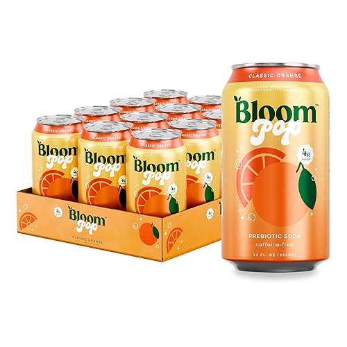 Bloom Pop Prebiotic Soda 12 Pack, Classic Orange Flavor, 12oz Cans | Prebiotic Soda for Gut Health, Low Calorie Soda, No Caffeine, Healthy Soft Drink