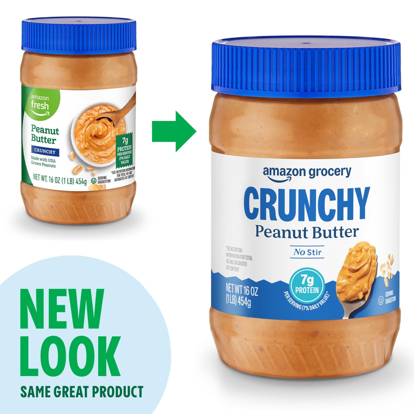 Amazon Grocery, Crunchy Peanut Butter, 16 Oz
