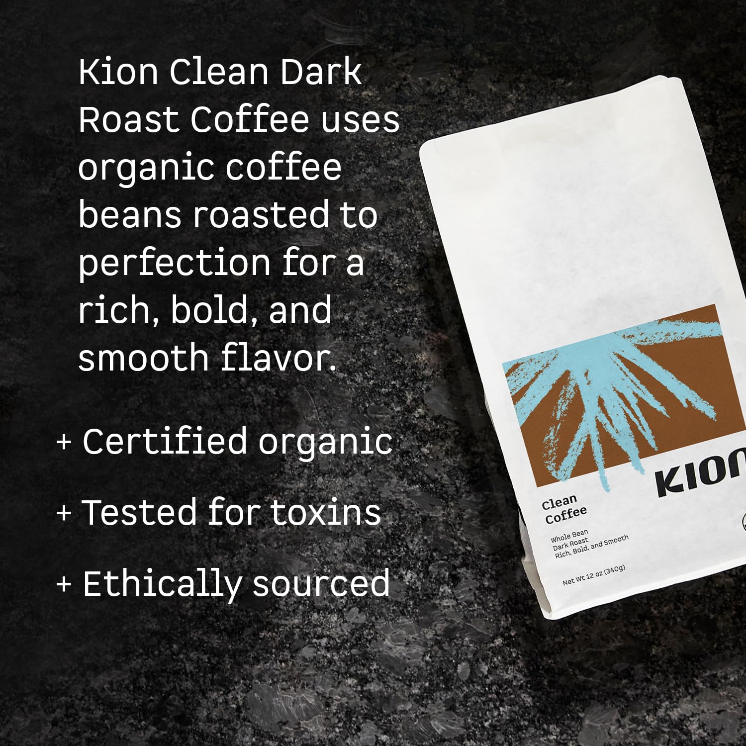 Kion Organic Ground Coffee | Best Tasting, Purest, Highest Antioxidant, Healthiest Coffee | Dark Roast 12 Oz
