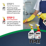 RMR Grime To Shine System - Tub & Tile Stain Remover + Ready to Use Degreaser, 2-Step Bathroom and Surface Cleaning Bundle for Tile, Grout, Shower