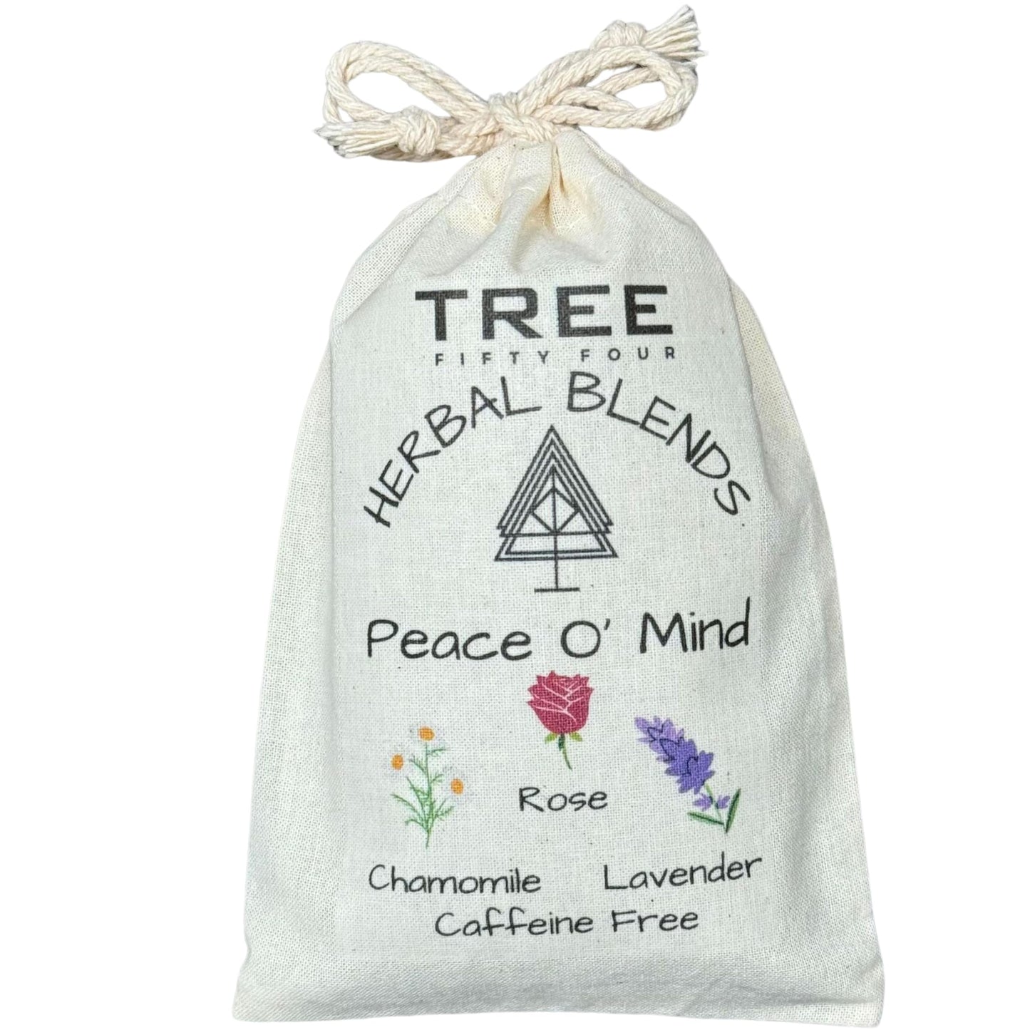 Peace O' Mind Herbal Blend - Chamomile, Red Rose Petals, Lavender | Natural Caffeine Free Tea & Smoke Blend by Tree Fifty Four | 30 Cups