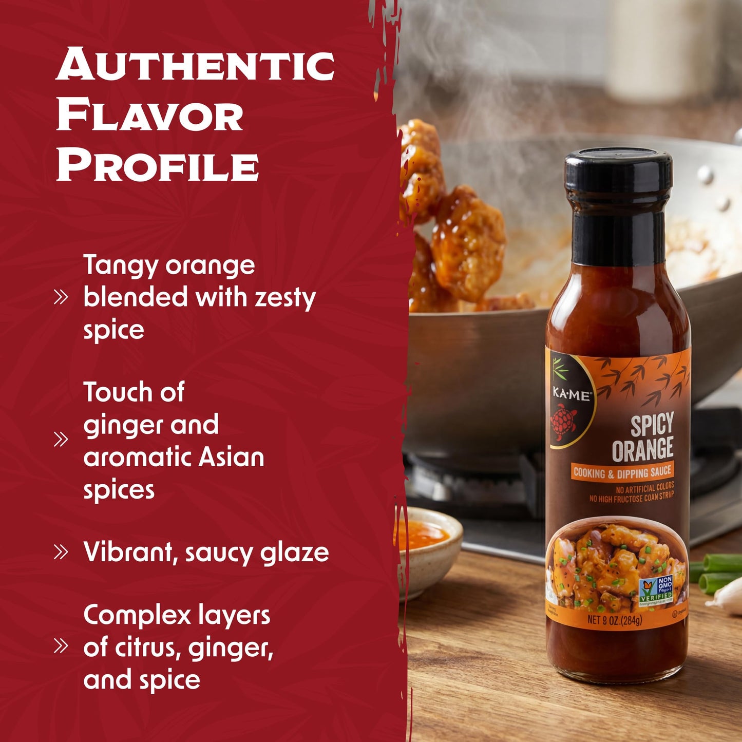 KA-ME Spicy Orange Sauce - Authentic Asian Flavors for Grilling and Cooking - Elevate Meat, Seafood, and Vegetable Dishes - Non-GMO, Kosher - No, High