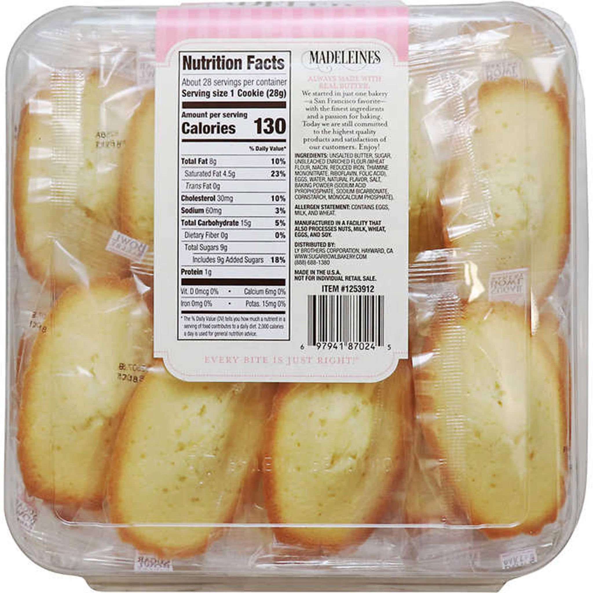 Sugar Bowl Bakery Madeleines Petite French Tea Cake Cookies Individually Wrapped (28 Oz. X 2 ) with 1 Bonus Mini Silicone Tongs (3-Pc Set)