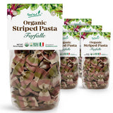 Food to Live Organic Striped Farfalle Pasta, 8.8 oz (Pack of 6) - Italian Artisan Tri-Color Bow-Tie Pasta. Made with Semolina, Beet and Spinach.