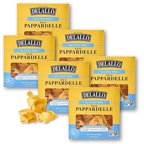 DeLallo Gluten-Free Pappardelle Pasta Nests, Made with Corn and Rice Flour and Farm Fresh Eggs, Made in Italy, Bronze Cut, Non-GMO, Wheat Free, 8.8 oz