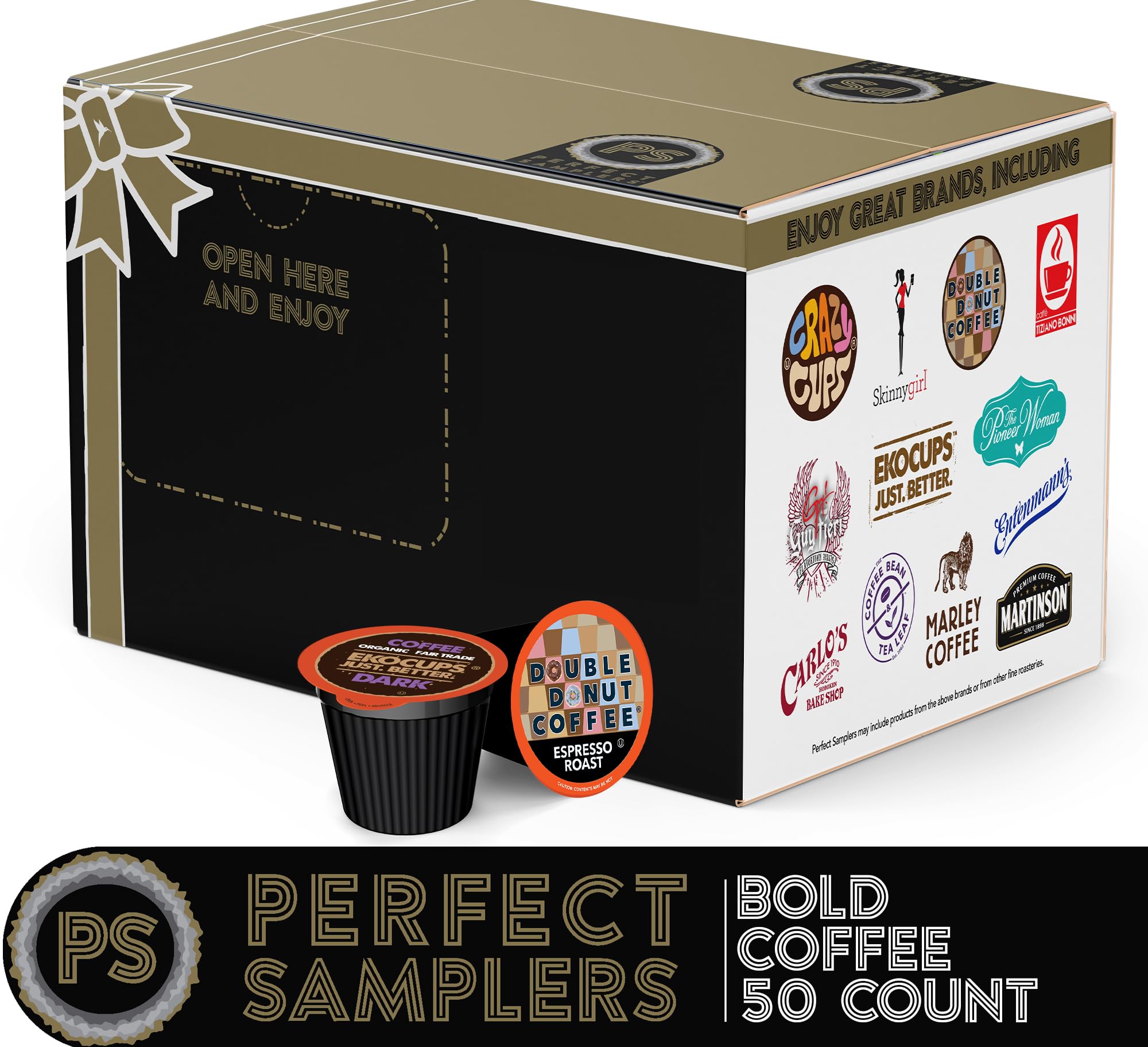 Perfect Samplers Dark Roast and Flavors Single Serve Coffee Pods for Keurig K Cup Machines, Bold Lover's Select, 50 Count
