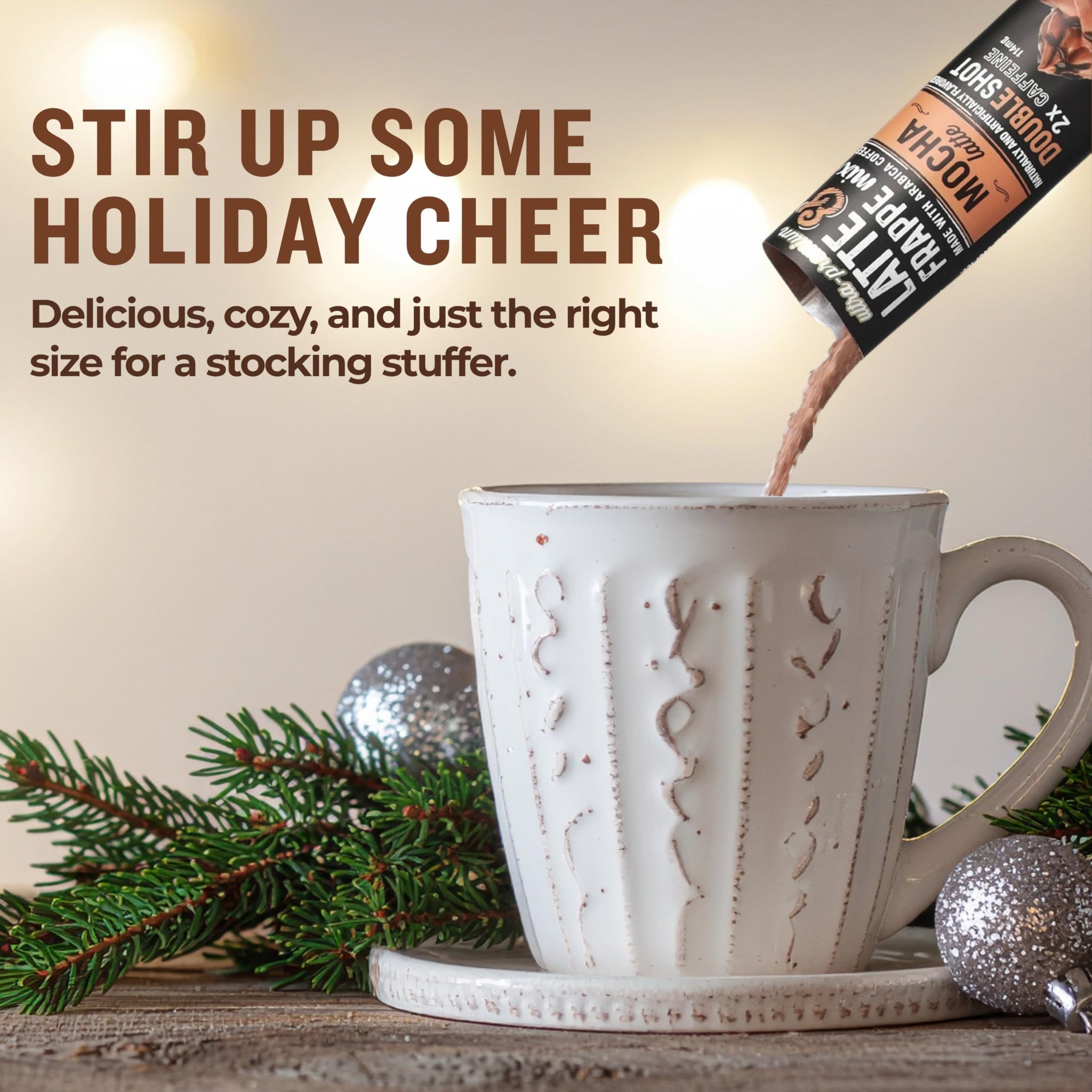 The Frozen Bean Mocha Frappe & Latte Instant Mix (20 Sticks), Made with Arabica Coffee, Double Shot Caffeine, Low Sugar & Premium Ingredients, Hot
