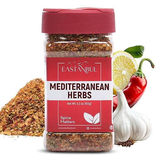 Eastanbul Mediterranean Seasoning, 5.29oz, Mediterranean Spice Blend, Herb & Salt Blend, Spiced Sea Salt and Herb Seasoning For Food, No Filler, No