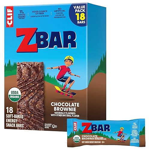 Zbar - Chocolate Brownie - Soft-Baked Energy Snack Bars - Non-GMO - 11g Whole Grains - USDA Organic Granola Bars - Snacks for Kids (18 Pack)