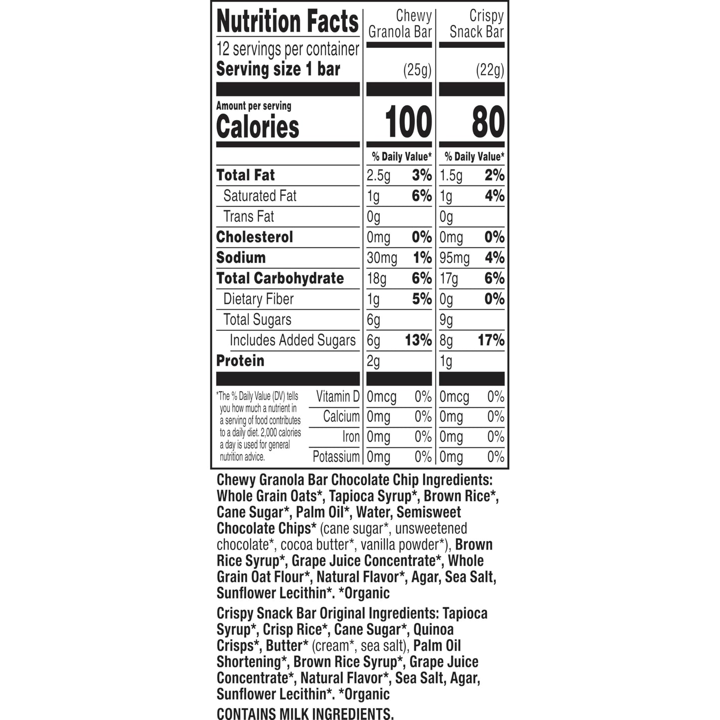 Annie's Organic Chewy Chocolate Chip & Original Crispy Bars Variety Pack 12 Count