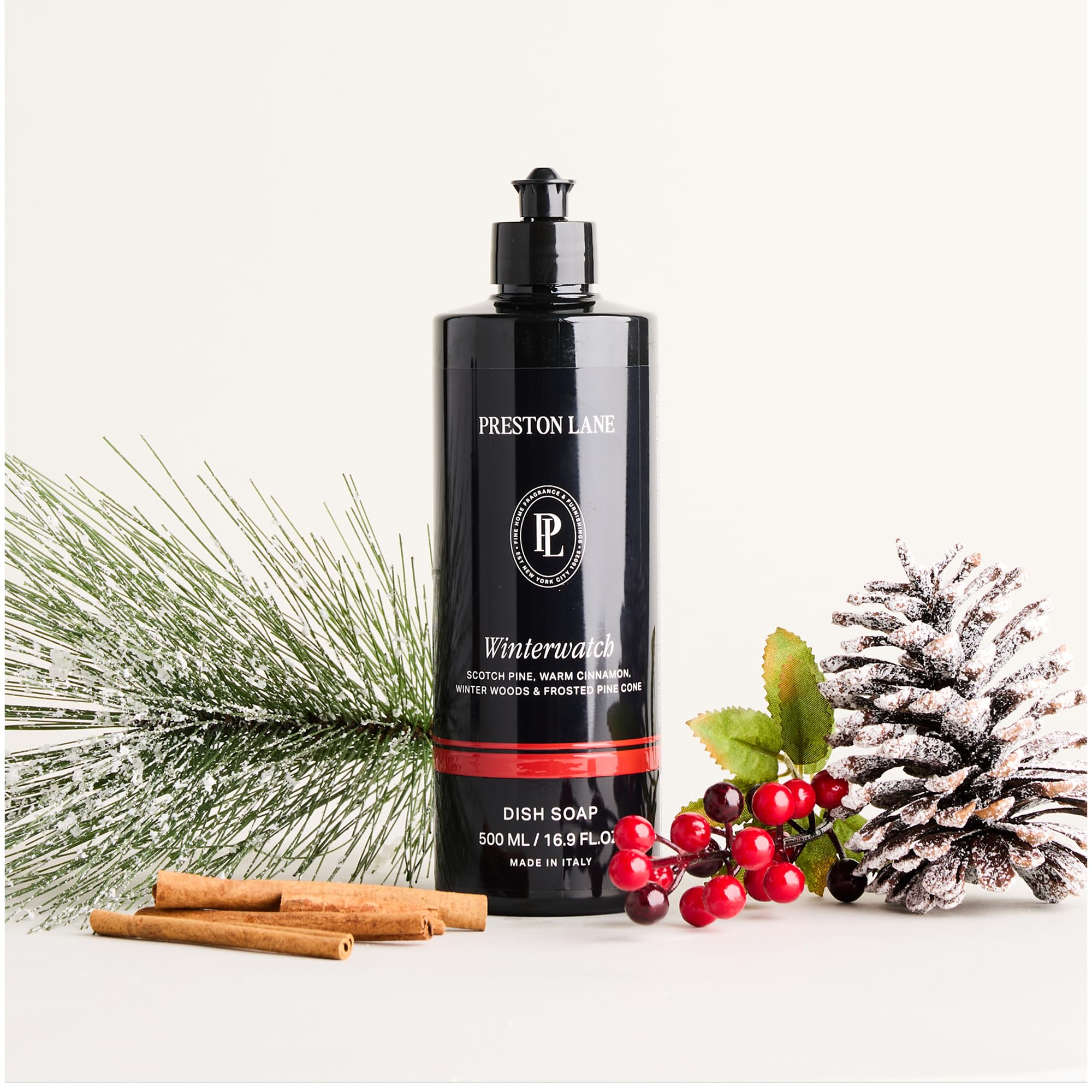 Preston Lane Luxury Dish Soap, Winterwatch Scent - Plant Powered Formula with Essential Oils | Tough on Grease, Gentle on Hands | Vegan, Cruelty Free