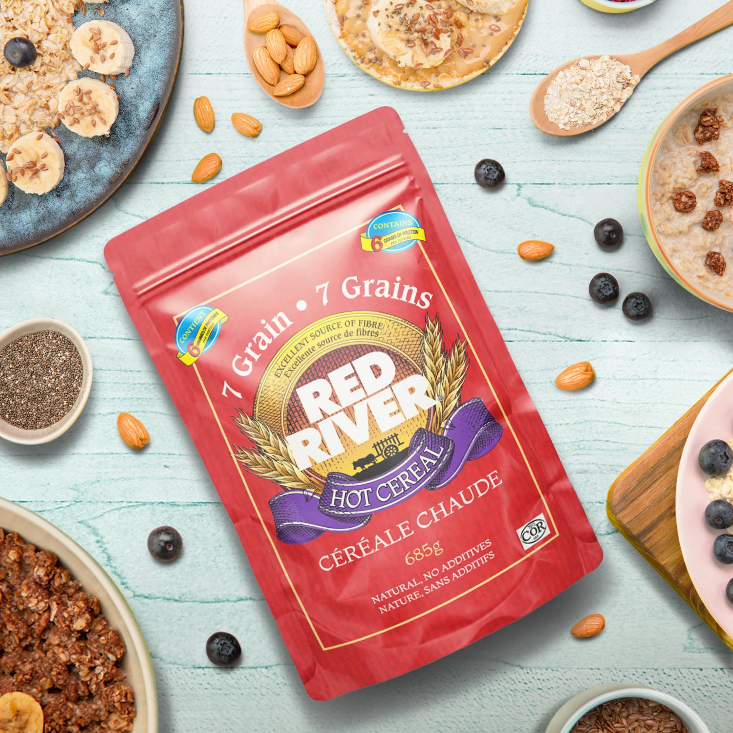 Red River Cereal 7 Grain Hot Cereal, Multigrain, High Fiber, 685g 1-Pack