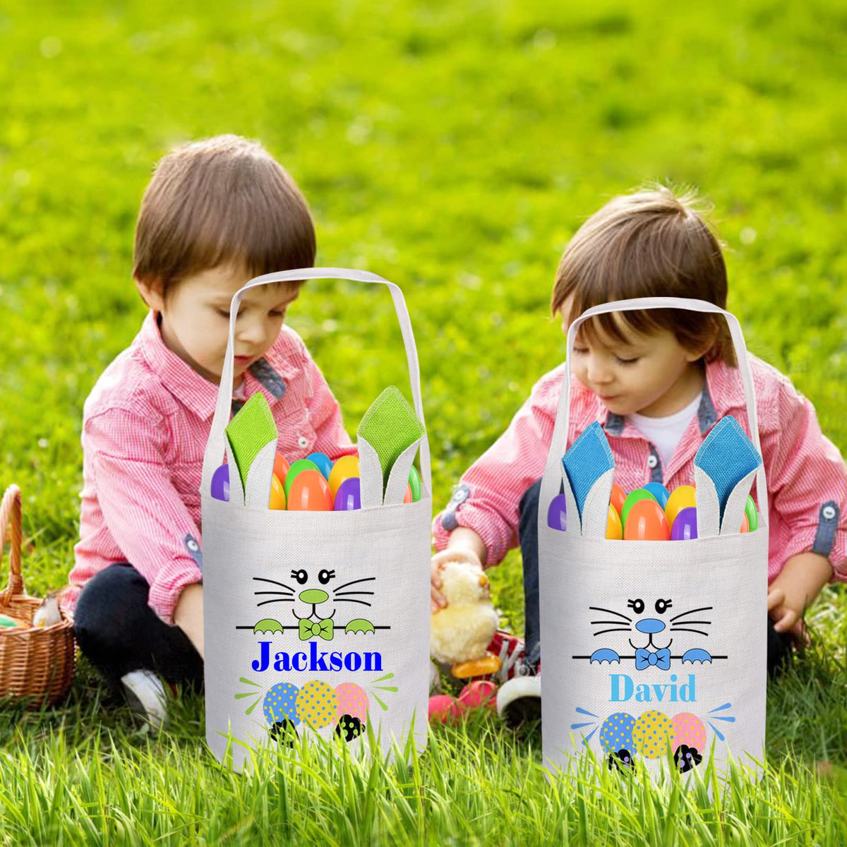 Personalized Easter Basket, Touber Easter Bunny Basket Bags Custom Easter Basket Easter Baskets for Kids Personalized Easter Gifts for Kids Easter Egg