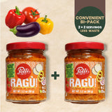 Polli Plant Based Ragù with Peppers & Eggplant - Italian Vegetable Pasta Sauce, Gluten Free, Mediterranean Tomato Sauce, Made in Italy, 2 x 3.2 oz