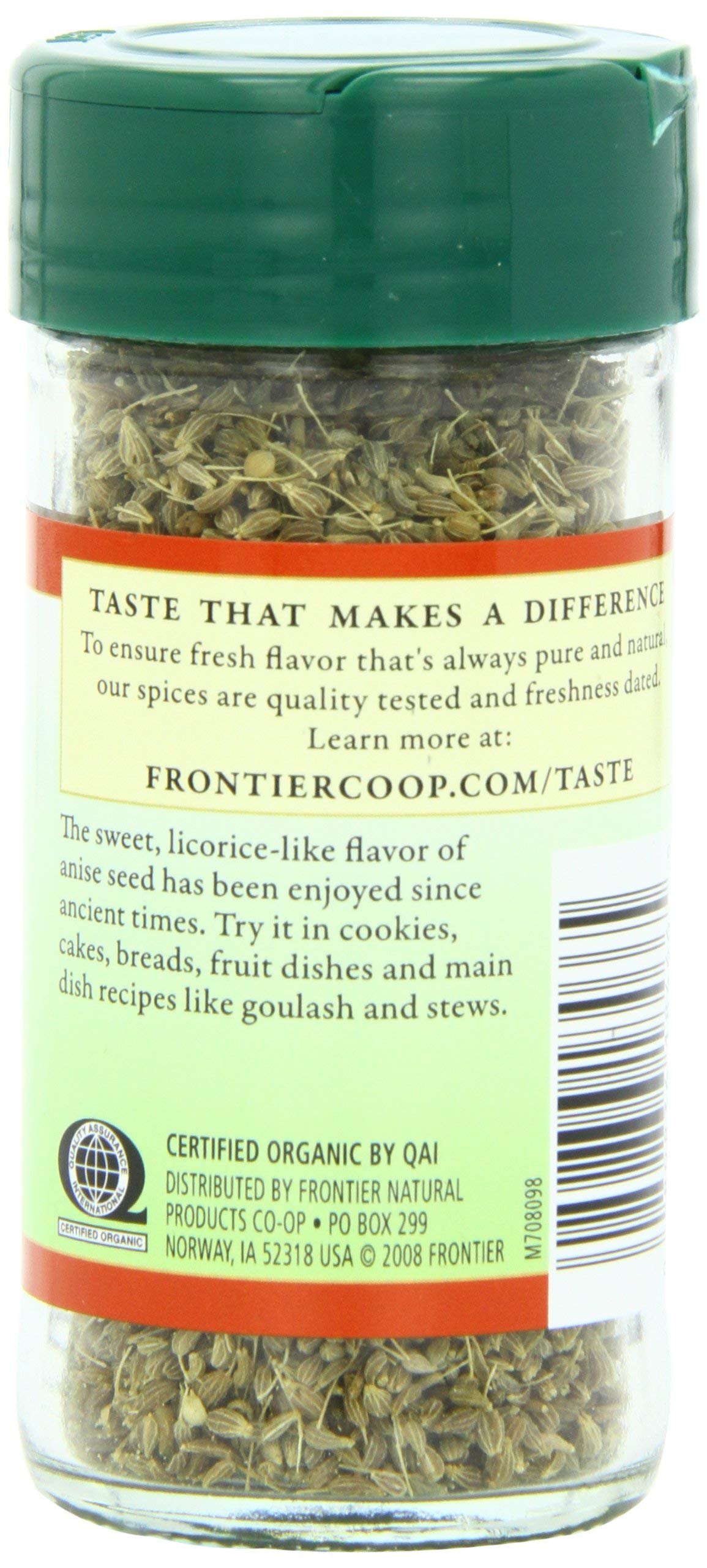 Frontier Co-op Organic Whole Anise Seed, 1.50-Ounce Jar, Adds Licorice-Like Flavor to Desserts, Stews, Bread, Tea, Kosher