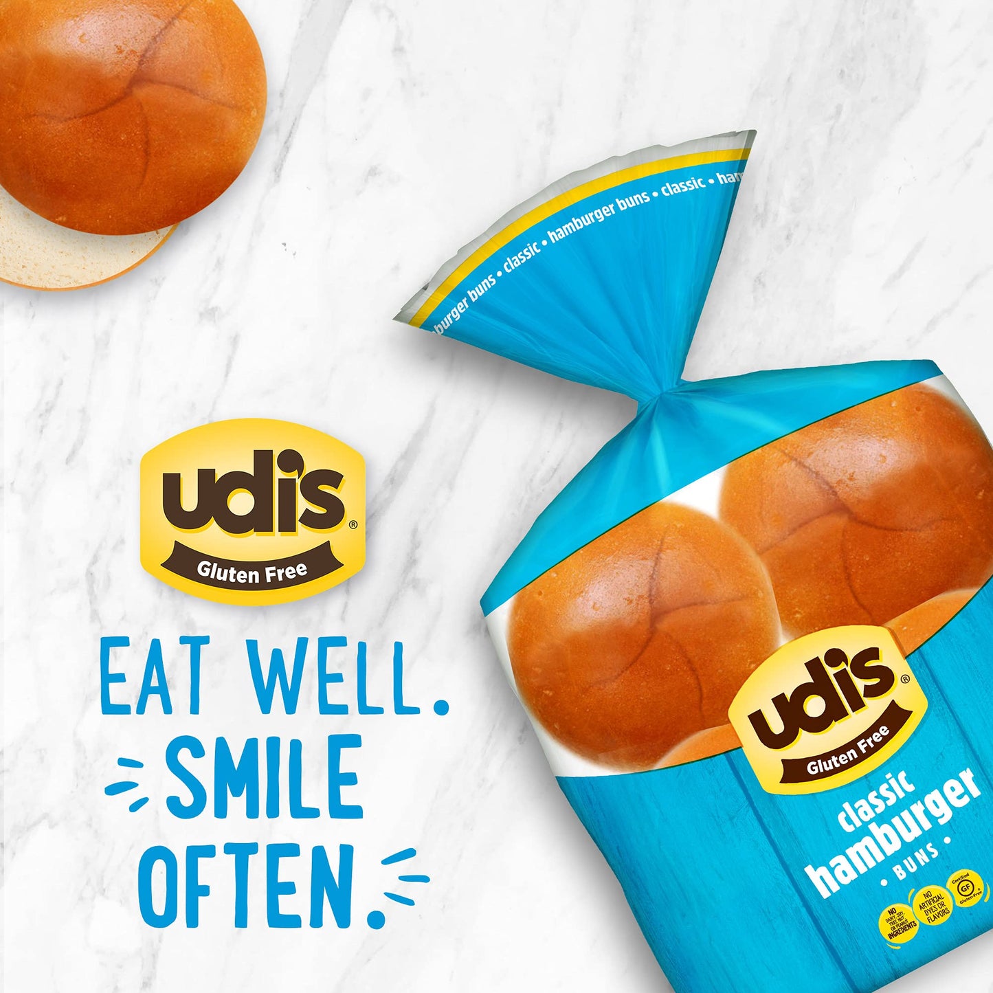 Udi's Gluten Free Classic Hamburger Buns, Frozen, 10.4 oz. 4-Count