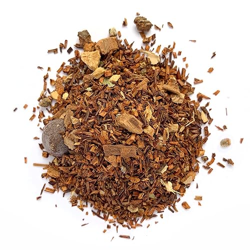 Herbal Chocolate Chai Tea, by Herb Co, Aspalathus Linearis, Loose Leaf Blend with Rooibos, Ginger, Cardamom, Chocolate-Chips & Flavoring, Caffeine