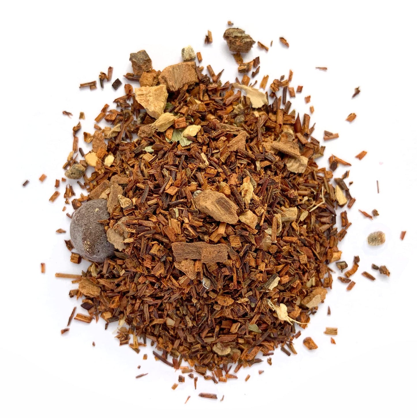 Herbal Chocolate Chai Tea, by Herb Co, Aspalathus Linearis, Loose Leaf Blend with Rooibos, Ginger, Cardamom, Chocolate-Chips & Flavoring, Caffeine