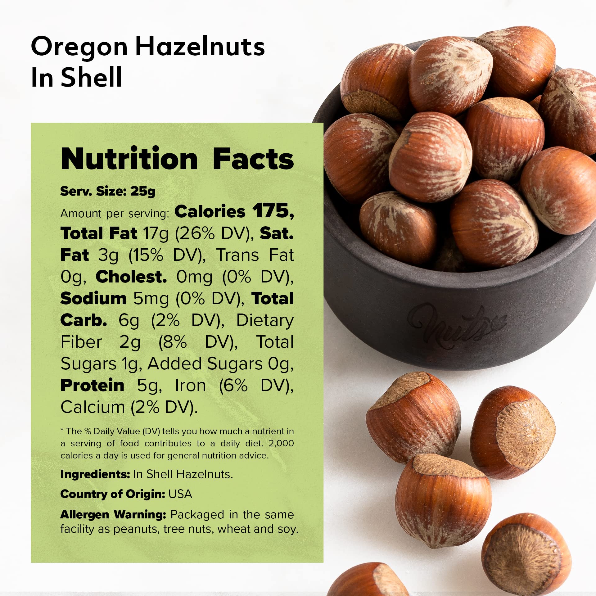 NUTS U.S. - Oregon Hazelnuts In shell | Whole, Raw and Unsalted | No Added Flavor and NON-GMO | Fresh Buttery Taste and Easy to Crack | Natural