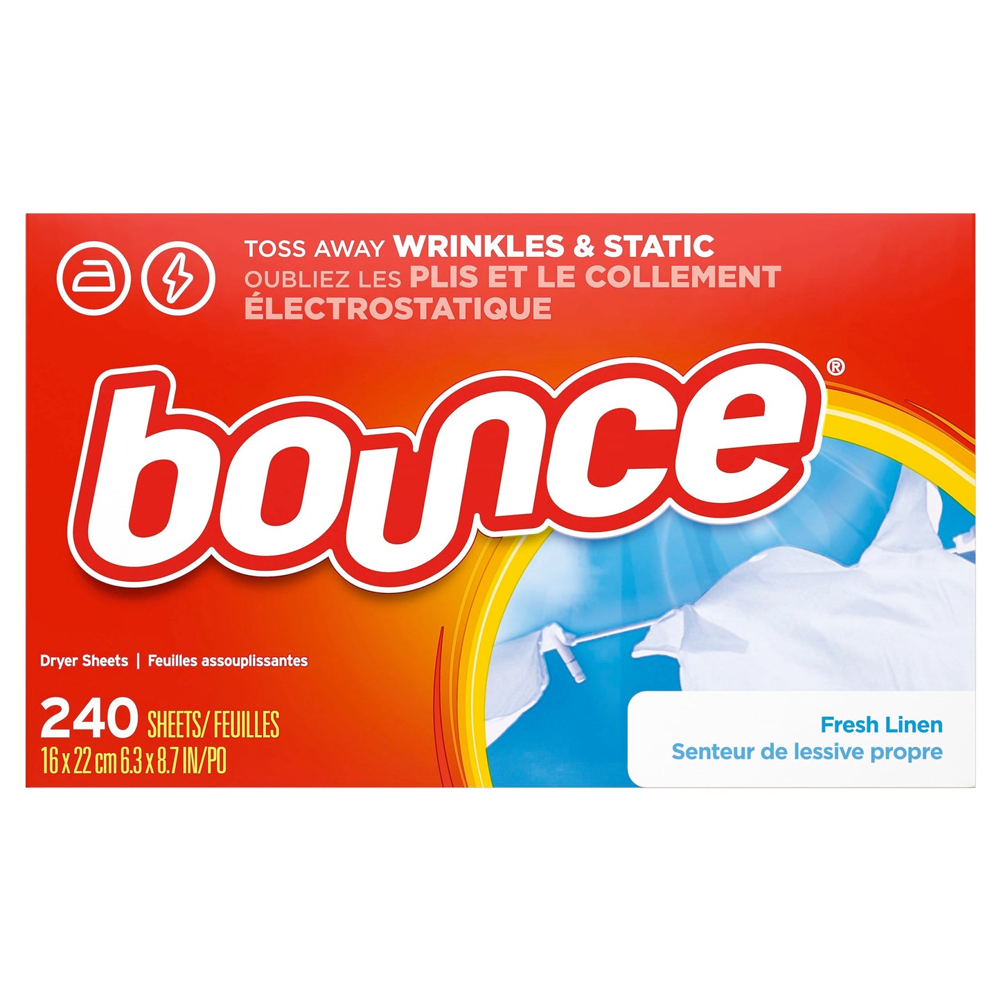 Bounce Fabric Softener Sheets, Fresh Linen Scent, 240 Count