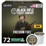Black Rifle Coffee Company Dark Roast K-Cups - Single-Serve Coffee Pods, Compatible with 1.0 & 2.0 Brewers - 100% Arabica (Freedom Fuel, 6-Pack - 72