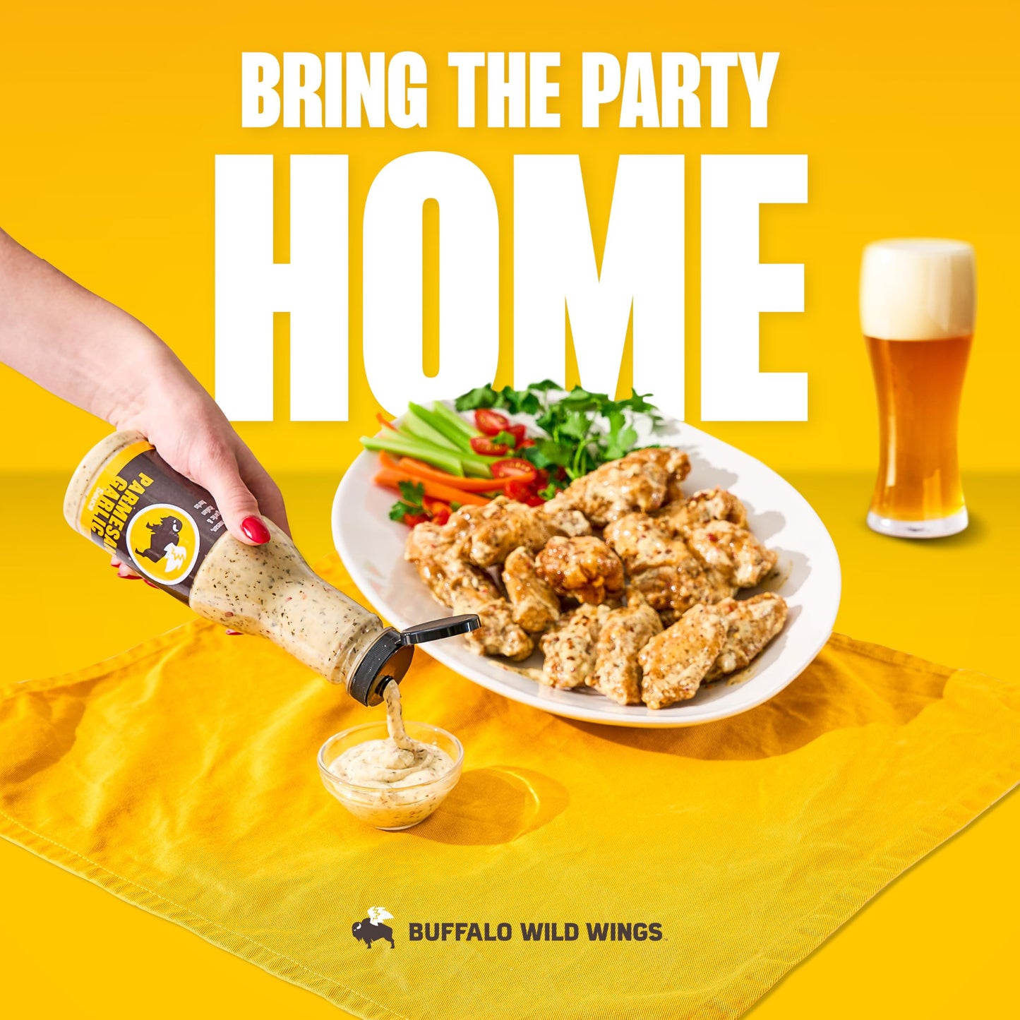 Buffalo Wild Wings Parmesan Garlic Sauce, 12 fl. oz., Perfect Dipping Sauce, Chicken Marinade, Chicken Parmesan Topping and Wing Seasoning, Made
