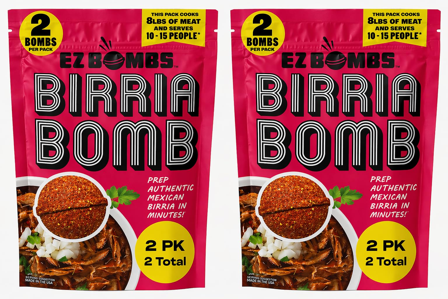 EZ Bombs Birria Bomb Seasoning, Pack of 4 - Authentic Mexican Spice Mix for Tacos, Burritos, Nachos, and Quesadillas - Made with Real Chiles, Herbs