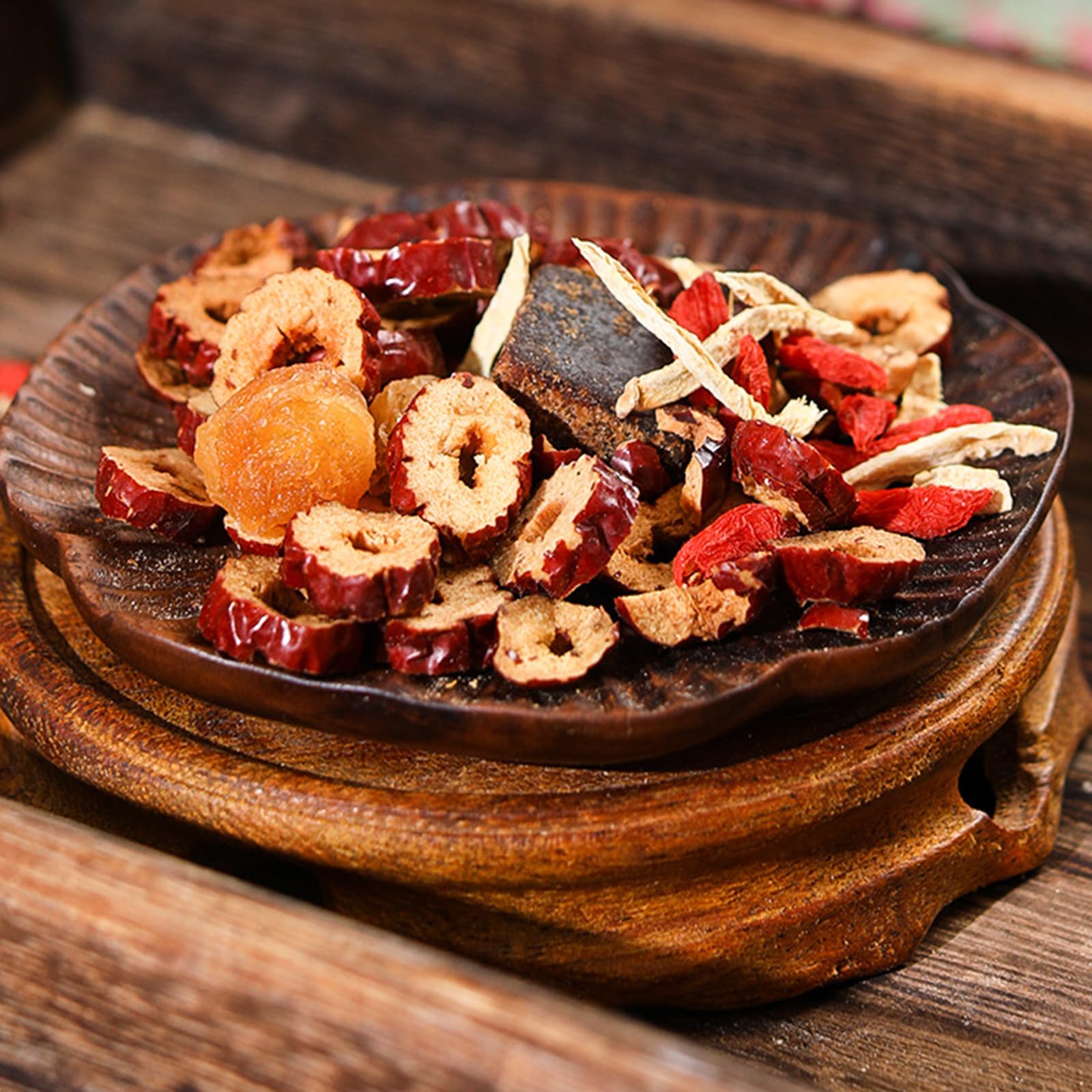 Jujube Ginger Tea Bags - 10.58 Oz Dried Longan Jujubes Dates Goji Berry Ginger Tea Bags, Lycium Red Date Dark Brown Sugar Hot Teas Individual