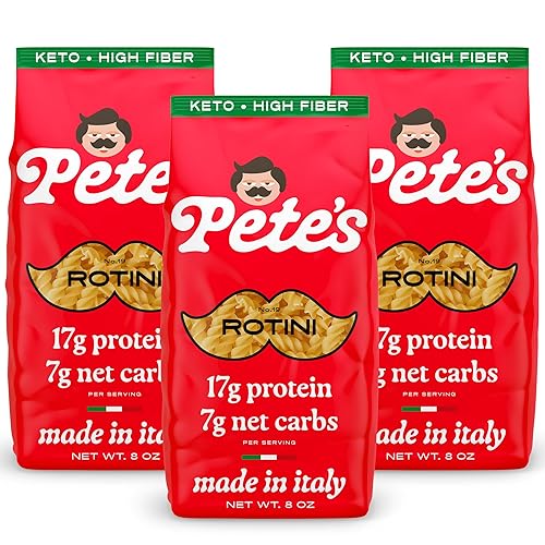 Low Carb, Protein Pasta | Rotini with 17g Protein, 7g Carbs | Healthy, Keto Pasta Made in Italy | 3-Pack, 8oz - Pete’s Pasta