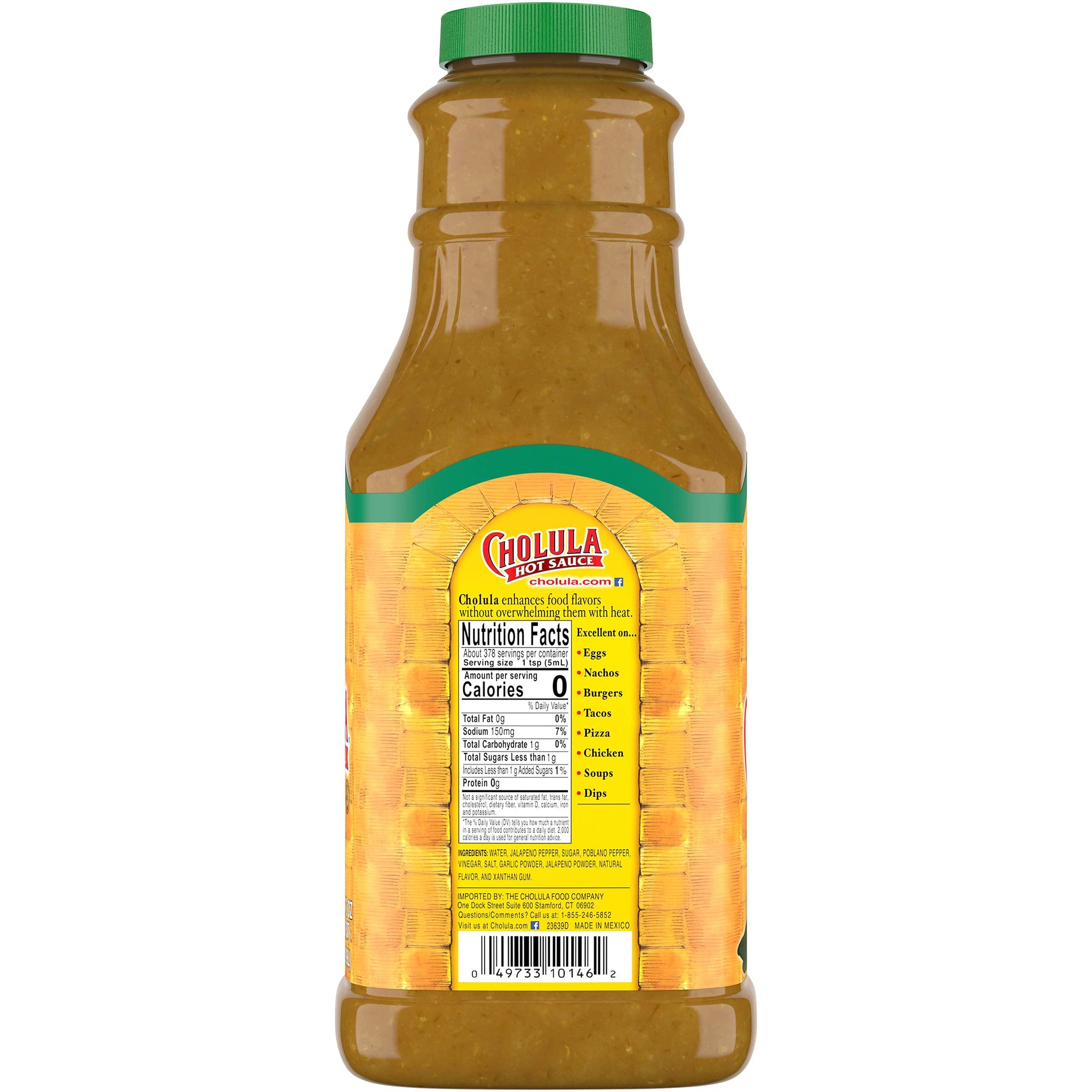 Cholula Green Pepper Hot Sauce, 64 fl oz - One 64 Fluid Ounce Bulk Container of Green Jalapeno Hot Sauce, Perfect for Eggs, Fried Chicken, Tuna