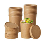 DealbyBox Disposable Kraft Paper Soup Cups with Lids, Paper Food Containers, Ice Cream Cups, To Go Bowls for Hot and Cold Food Combo Pack (250 Sets)