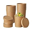 DealbyBox Disposable Kraft Paper Soup Cups with Lids, Paper Food Containers, Ice Cream Cups, To Go Bowls for Hot and Cold Food Combo Pack (250 Sets)