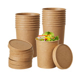 DealbyBox Disposable Kraft Paper Soup Cups with Lids, Paper Food Containers, Ice Cream Cups, To Go Bowls for Hot and Cold Food Combo Pack (250 Sets)