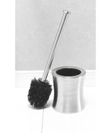 Bath Bliss Hour Glass Shape Weighted Bottom Toilet Brush & Holder Set, Heavy Duty Brush, Silver, 4.5"L x 4.5"W x 15.4"H