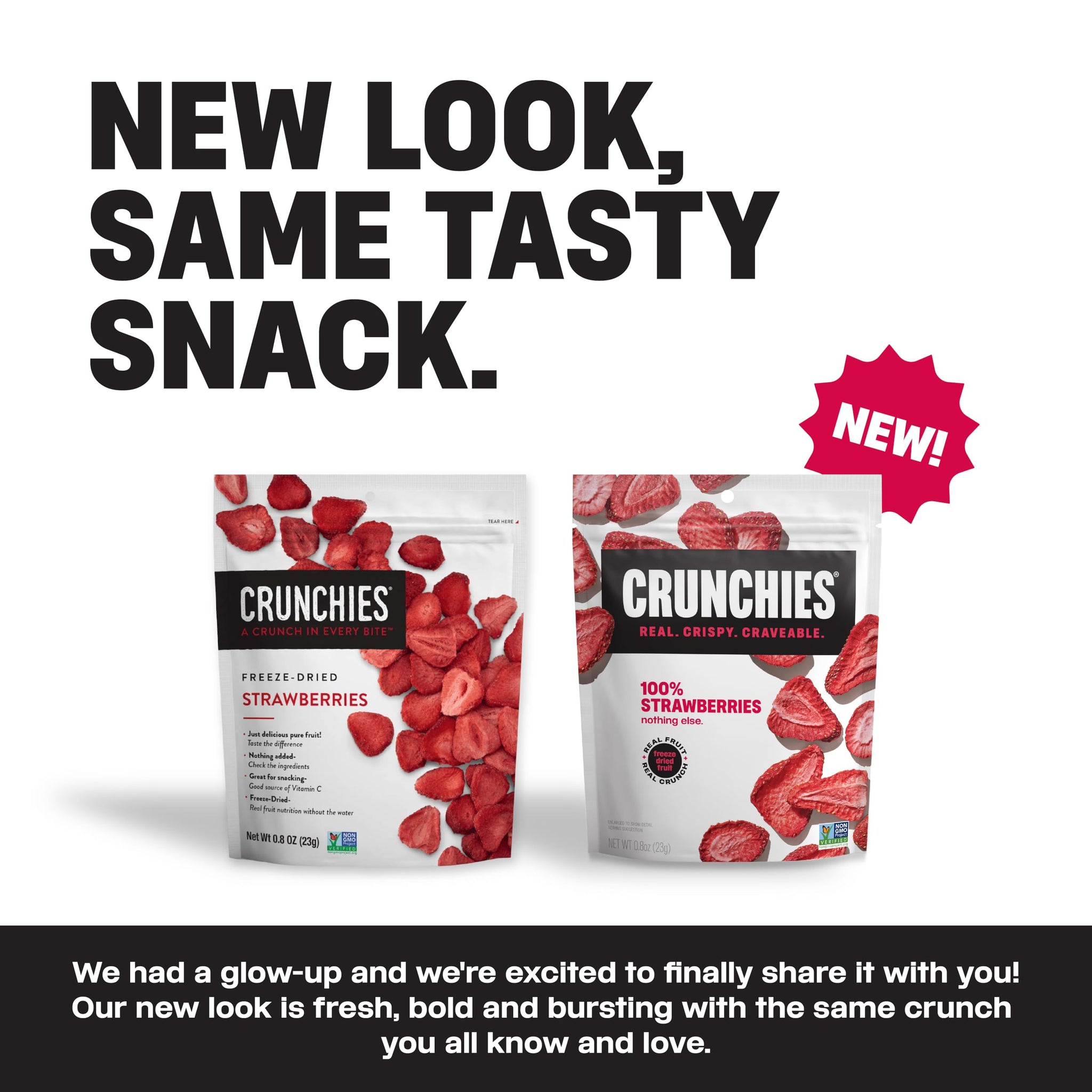Crunchies Freeze-Dried Fruits, 100% All Natural Crispy Fruit, Non GMO and Kosher, Resealable Freeze Dried Fruit Snack Packs, Pack of 6 (Strawberries)