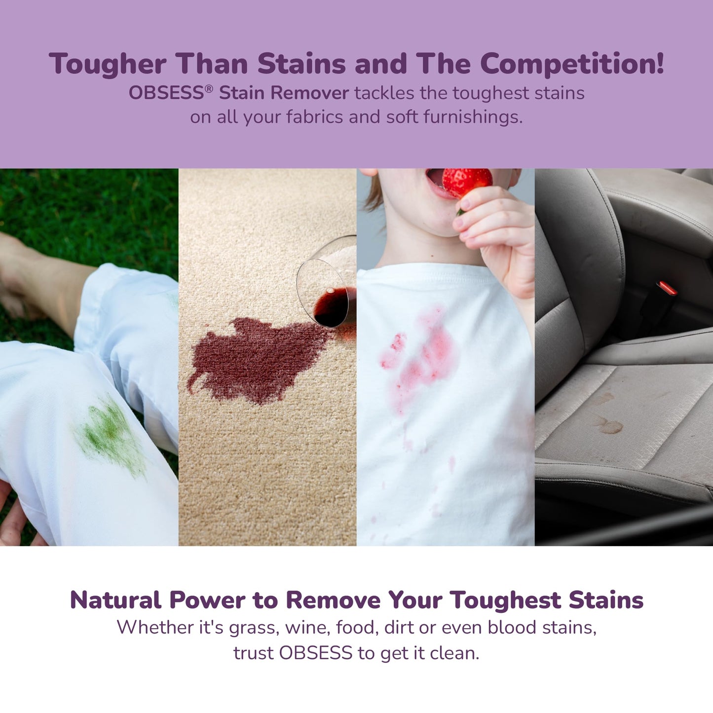 OBSESS Stain Remover 16 Oz., Laundry Stain Remover for Clothing, Upholstery and Carpet, Removes Tough Stains, Bio-Based and Non-Toxic Formula