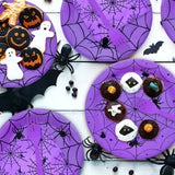 96 Pieces Halloween Spider Web Tableware Party Supplies - Disposable Dinnerware Set with Paper Plates, Napkins, and Forks for Spooky Halloween Party