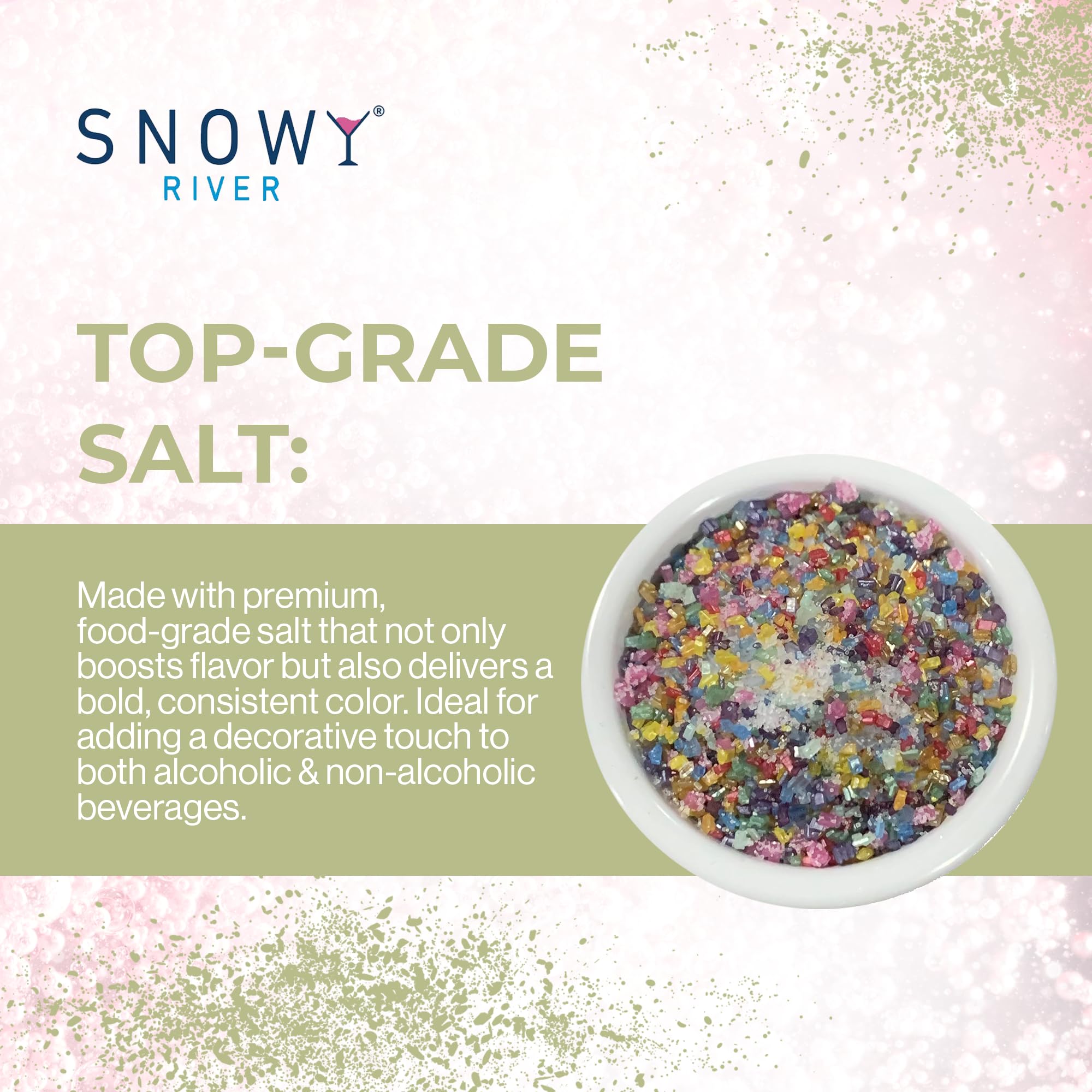 Snowy River Cocktail Salt Pride Rainbow Blend - All Natural Rimming Salt for Margaritas & Cocktails with Sweet & Savory Overtones (80oz-5lb Bag)