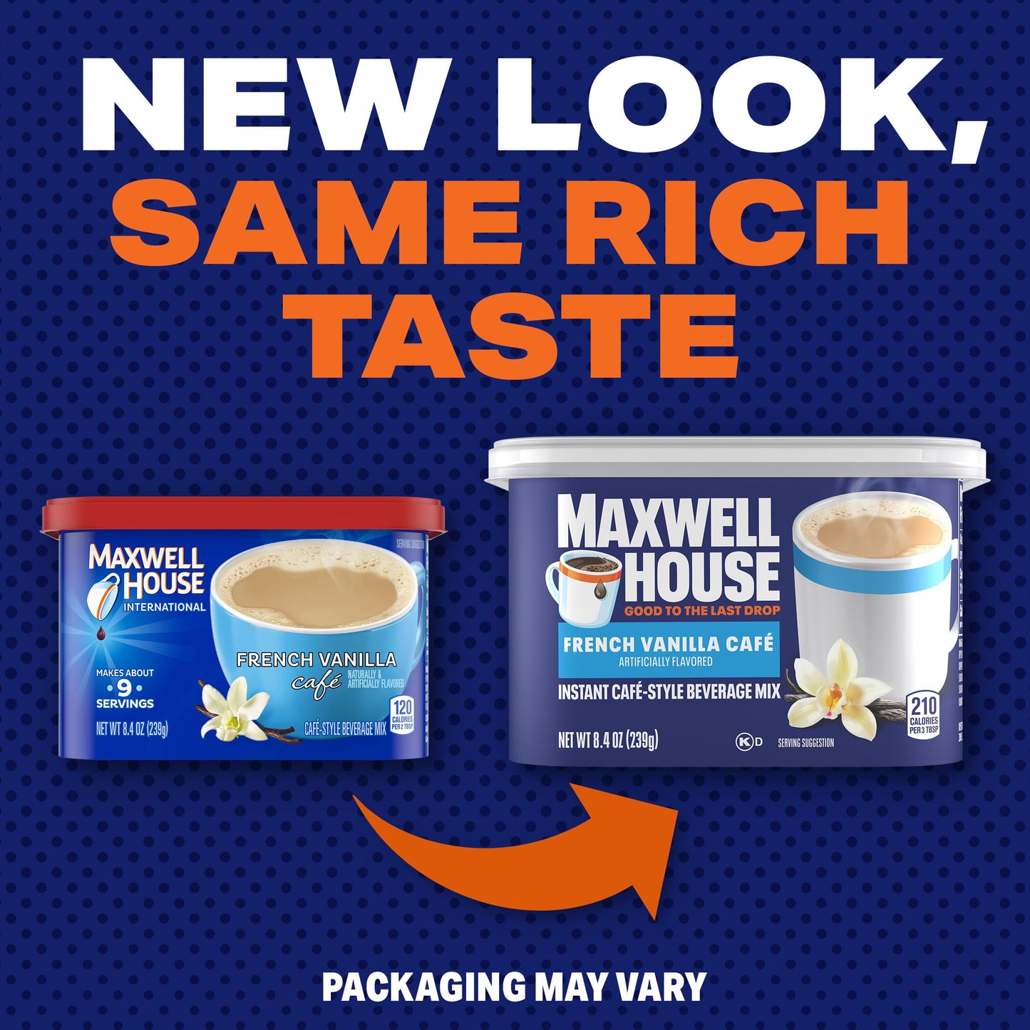 Maxwell House Instant Cafe-Style Beverage Mix, Easy to Prepare, 1 Canister, for Quick Morning Coffee or Afternoon Treat, French Vanilla Cafe, Kosher