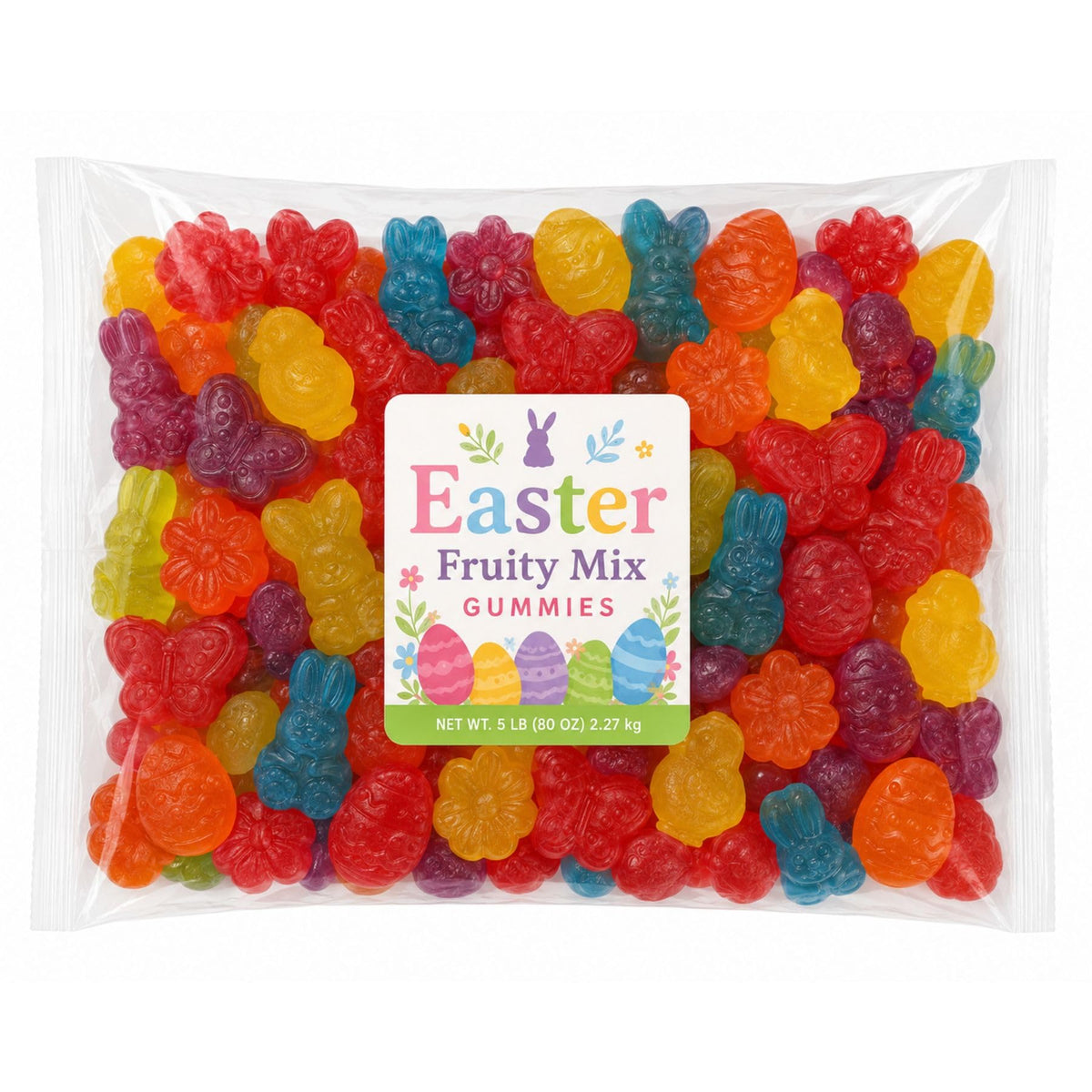 Easter Fruity Mix Gummies Candy, Soft & Chewy Fruit Flavored Gummy Candy Assorted Flavors (5 lb)