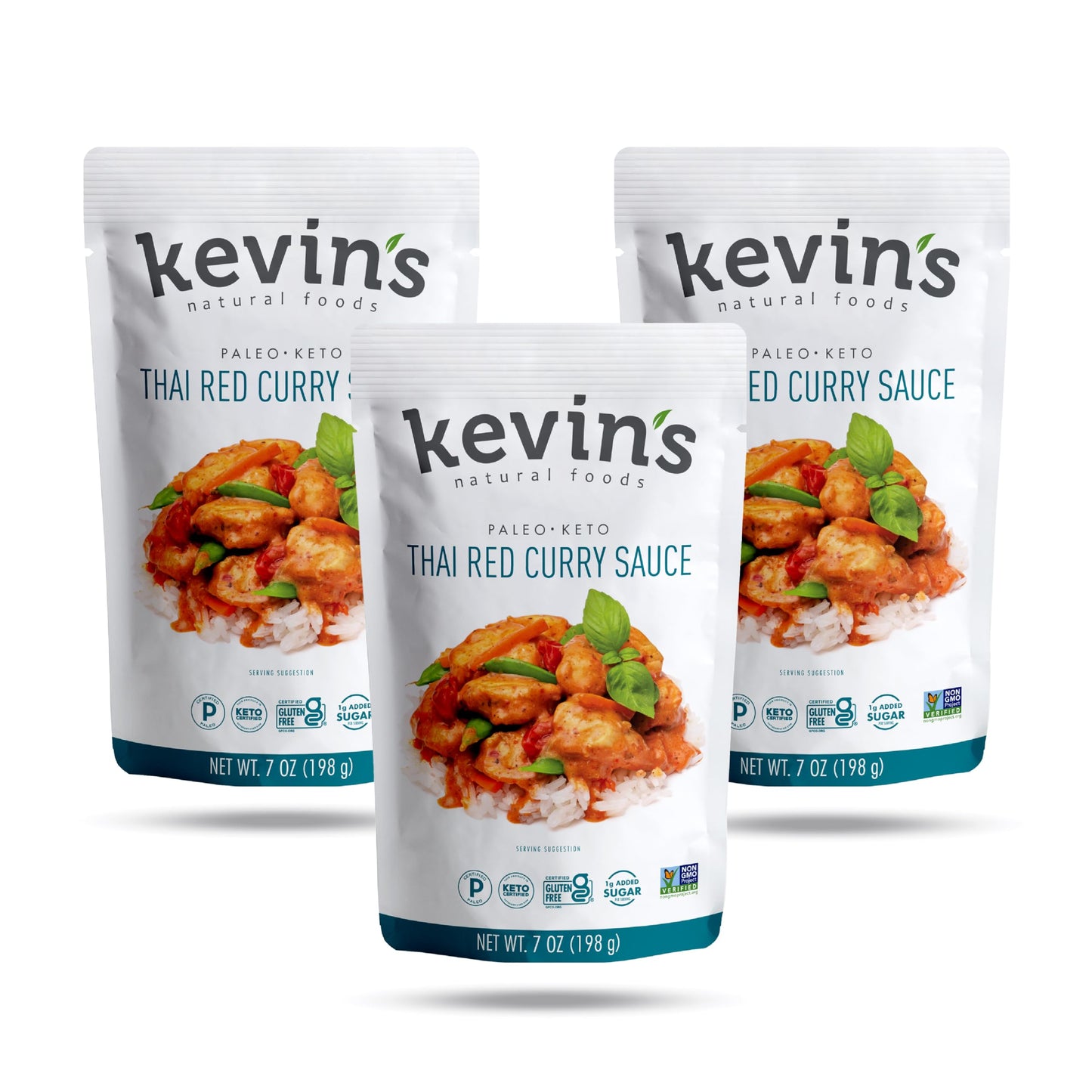 Kevin's Natural Foods Thai Red Curry Sauce - Paleo Simmer Stir-Fry Sauce, Gluten Free, No Preservatives, Non-GMO - 3 Pack