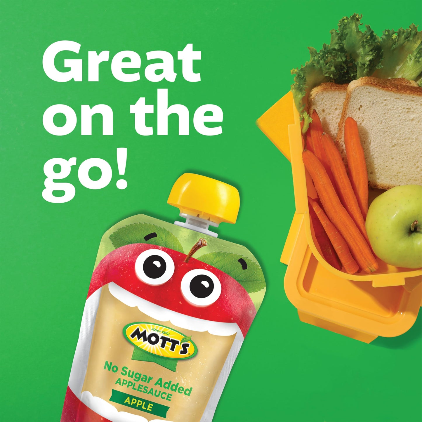 Mott's No Sugar Added Applesauce, 3.2 Oz Clear Pouches, 48 Count (4 Packs Of 12), Good Source Of Vitamin C, No Artificial Flavors
