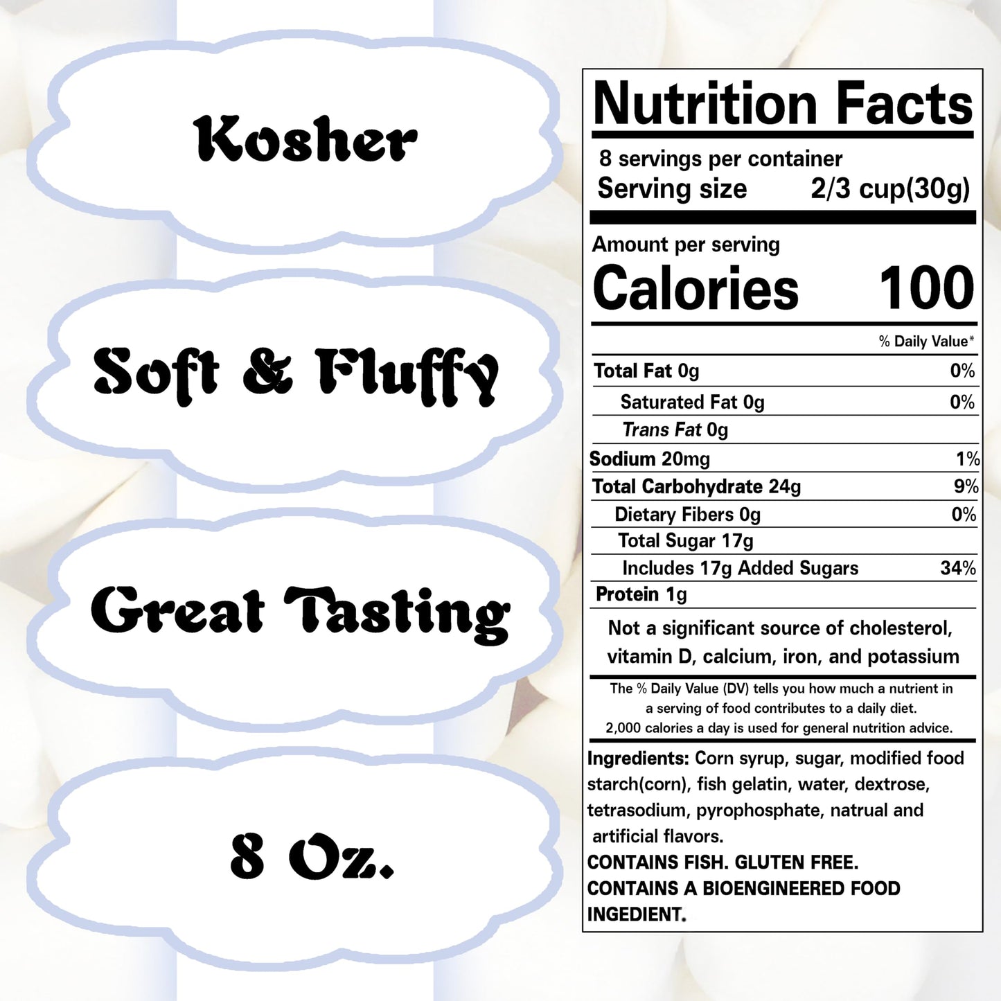 Mini Marshmallows - Pack of 2 Bags (1 lb Total), White & Vanilla Flavored, Kosher, Nut-Free, Gluten-Free - Perfect for Baking, Cocoa, & Desserts