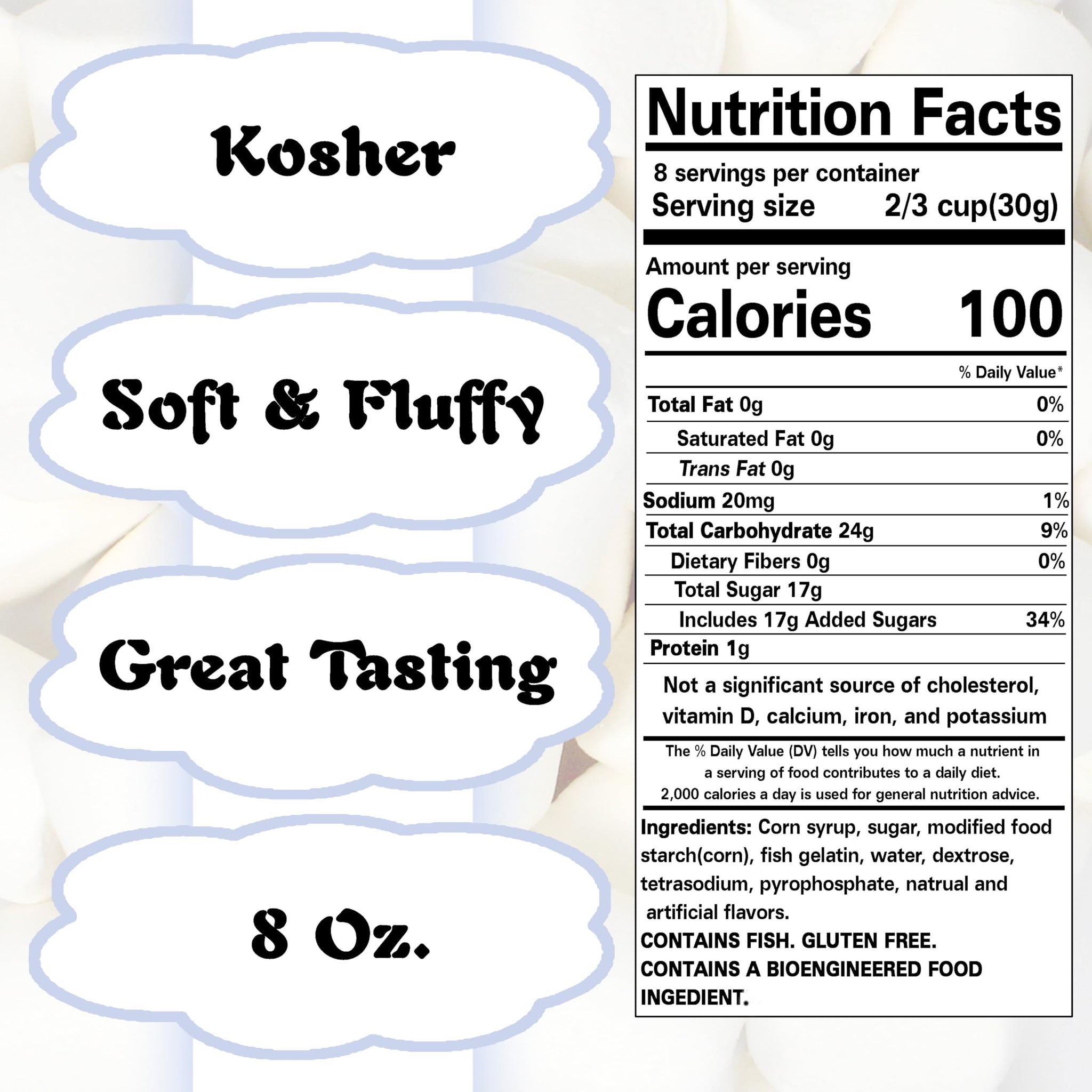 Mini Marshmallows - Pack of 2 Bags (1 lb Total), White & Vanilla Flavored, Kosher, Nut-Free, Gluten-Free - Perfect for Baking, Cocoa, & Desserts