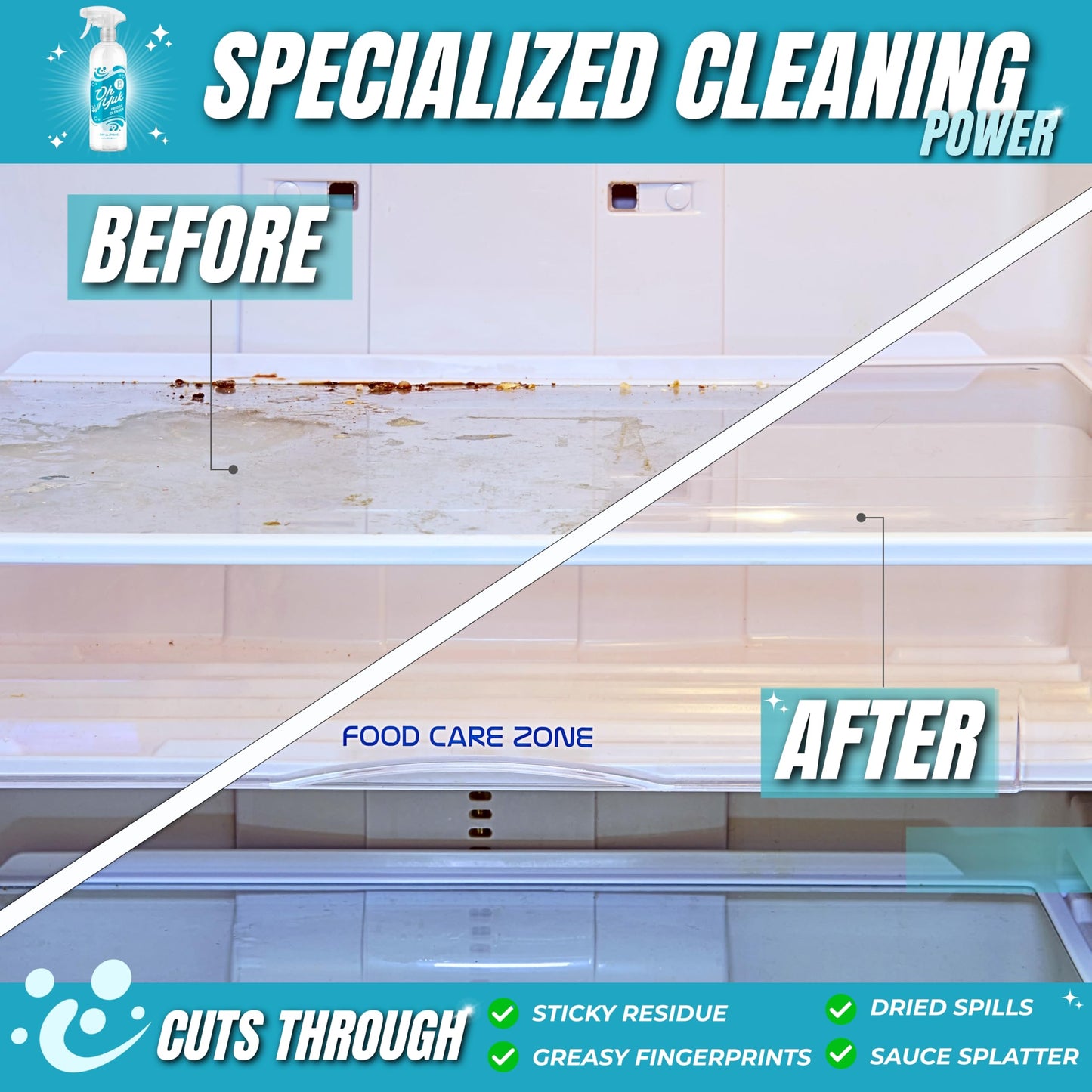 Oh Yuk Fridge Cleaner - Cleans Inside Refrigerator for Spotless, Food-Contact Safe Surfaces | Biodegradable, Vegan, Cruelty-Free | Effortlessly Lifts