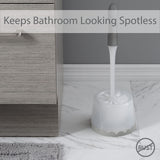 Bath Bliss Deluxe Toilet Bowl Brush and Stand | Dimensions: 5.37” Rd x 15” | 360 Brush Head | Bathroom Cleaning | Contemporary Design | Open Holder |
