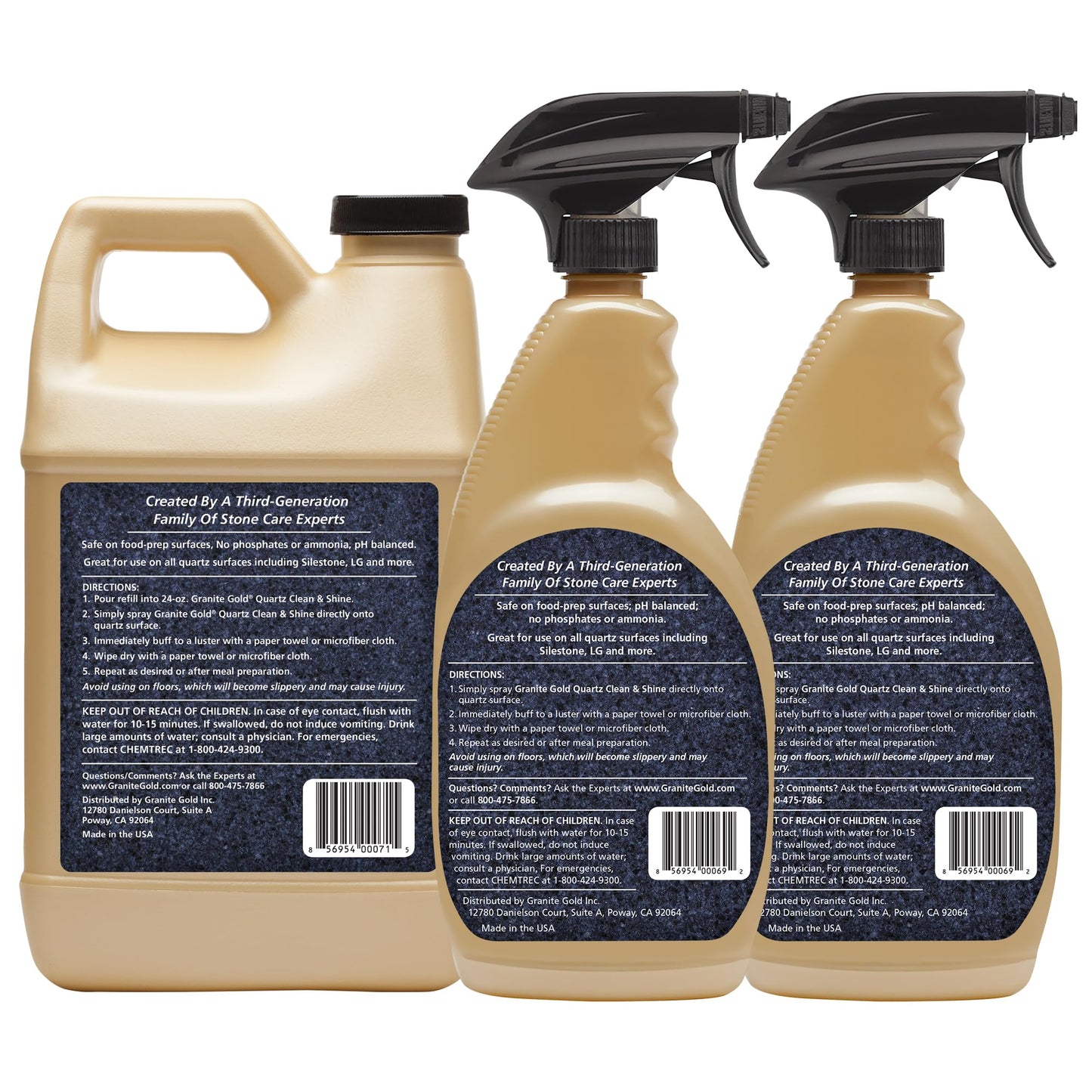 Granite Gold Quartz Clean & Shine Streak-Free Cleaner Deeps Cleans and Polishes All Quartz Surfaces Including Silestone, LG, and More, 64 Fluid Ounces