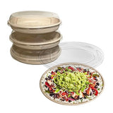 32 oz Disposable Compostable Fiber Oval Burrito Bowls with Dome Lids Heavy-Duty, Eco-Friendly Natural Bagasse Unbleached, Heat Resistant