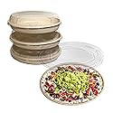 32 oz Disposable Compostable Fiber Oval Burrito Bowls with Dome Lids Heavy-Duty, Eco-Friendly Natural Bagasse Unbleached, Heat Resistant