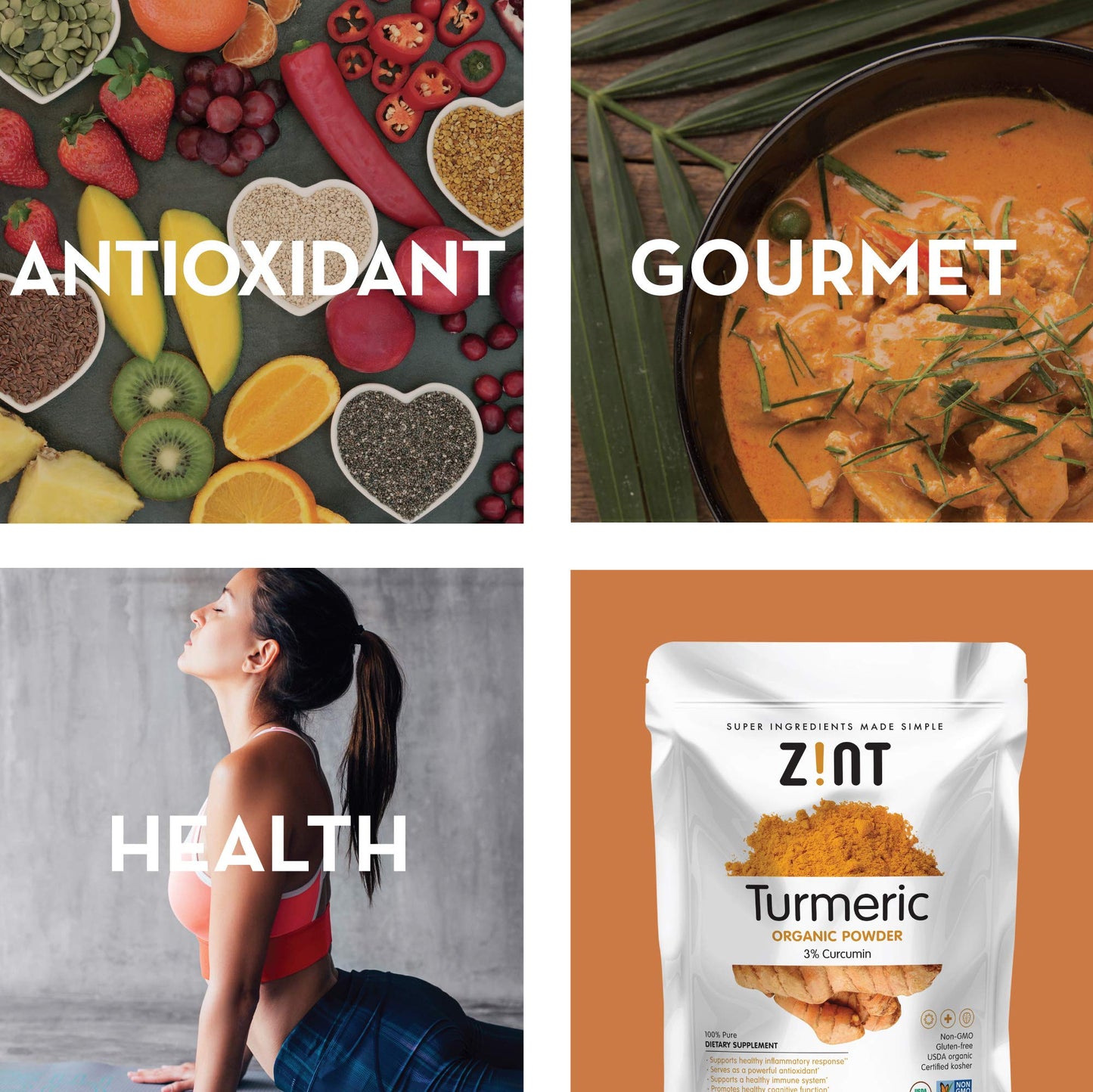 Zint Organic Turmeric Powder (16 oz): Raw Turmeric Root Curcumin Powder Spice, For Cooking, Smoothies, Golden Milk